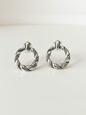 Mixit Silver Tone Braided Hoop Earrings 1 in Hypoallergenic Post Back